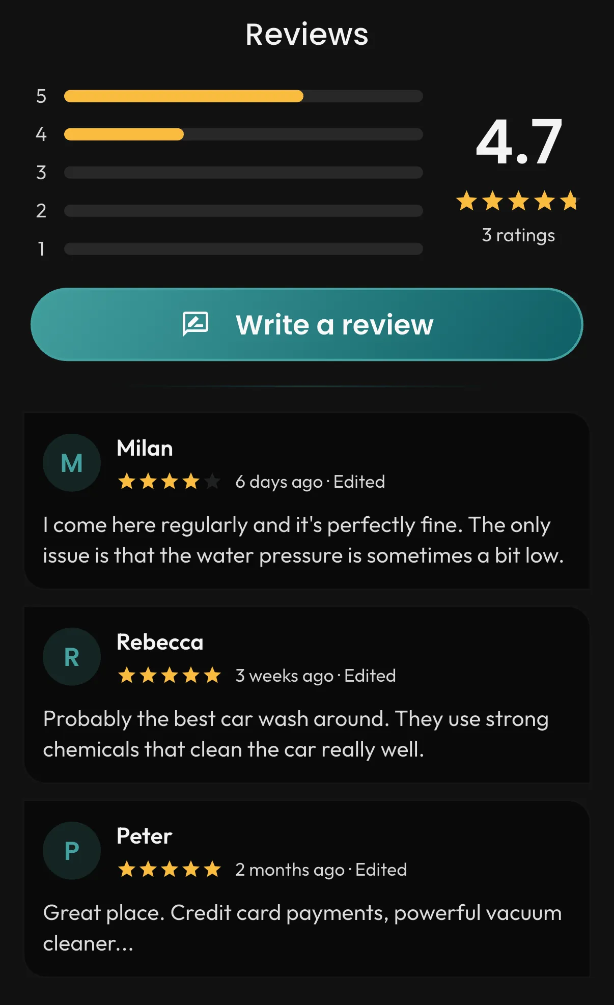 Reviews in the Carwalo app